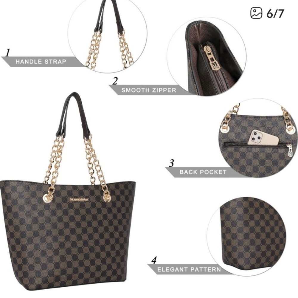 Montana West Chain Shoulder Strap Handbag Totebag - Picture 11 of 14